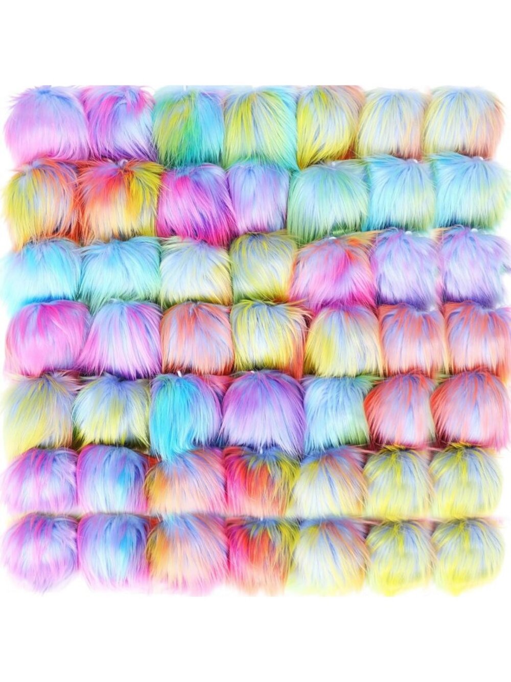 Colorful Faux Fur Pom Poms - 100 Pcs for Hats, Crafts & DIY Projects